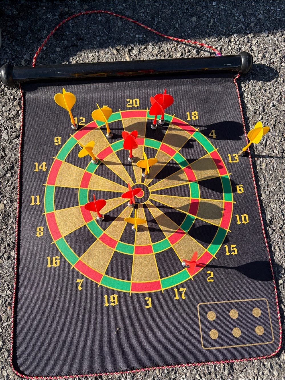 Magnetic Dartboard Game Set - Black with Red & Yellow Darts